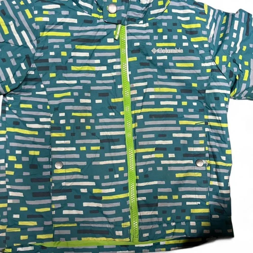 Columbia Boys Hooded Lightweight Jacket - Blue and Lime Size 4T
